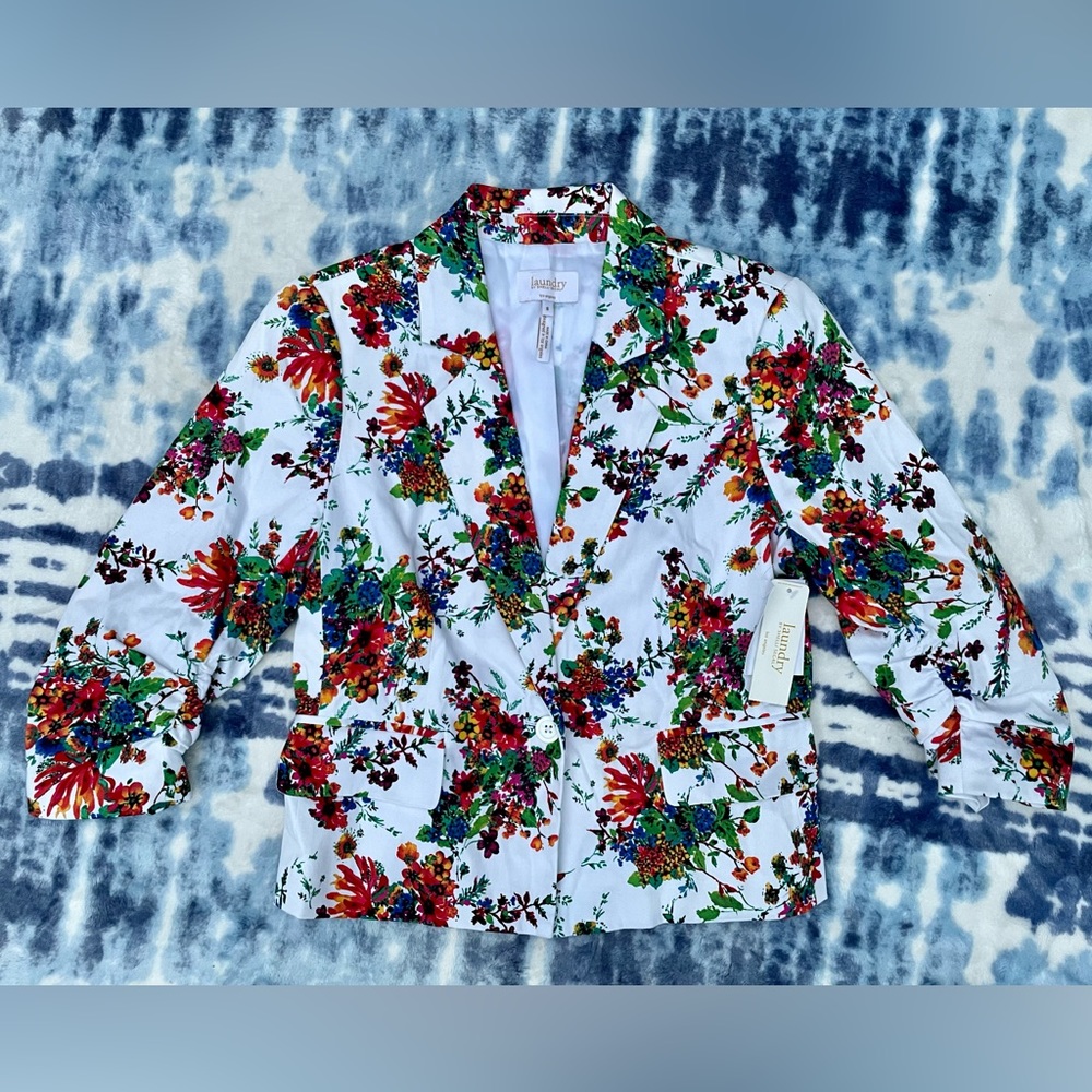 NWT White Floral Blazer 🤍 Laundry By Shelli Segal - Size 8